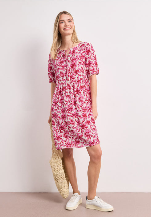 Street One Knielanges Kleid mit Split Neck und Print 144902