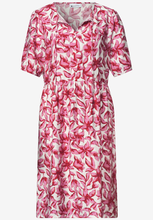 Street One Knielanges Kleid mit Split Neck und Print 144902