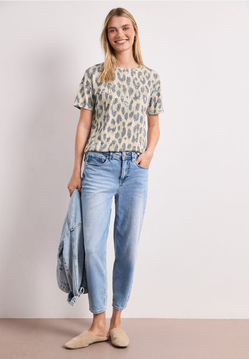 Street One T-Shirt im Ausbrenner-Look mit Leo-Print 325470