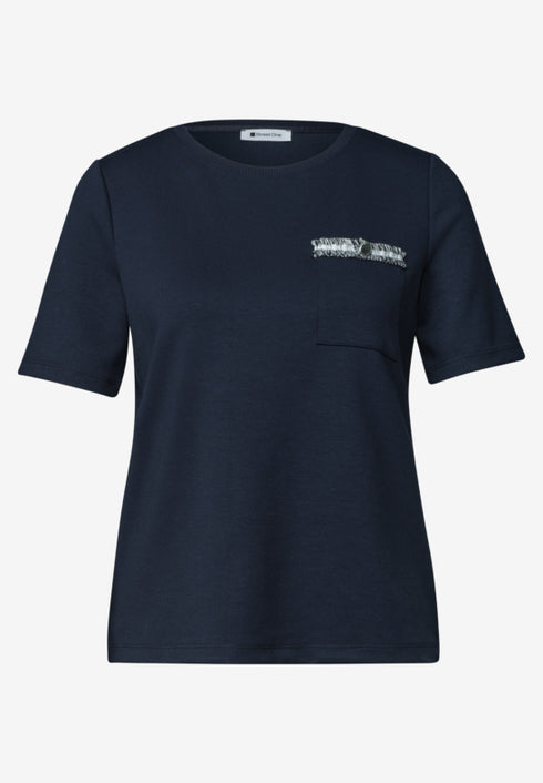 Street One - Shirt with deco tape at pocket - 325603