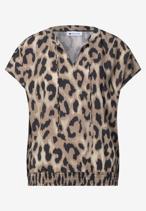 Street One Blusenshirt mit Split Neck und Smokdetail