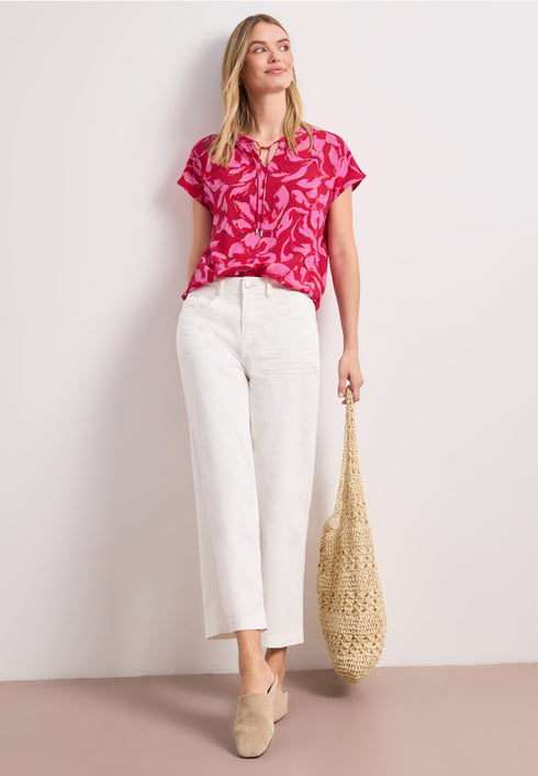 Street One Blusenshirt mit Split Neck und Smokdetail
