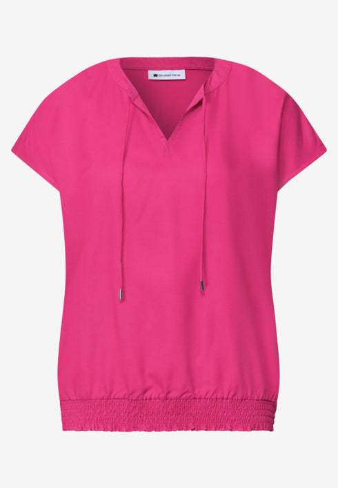 Street One Blusenshirt mit Split Neck und Smokdetail