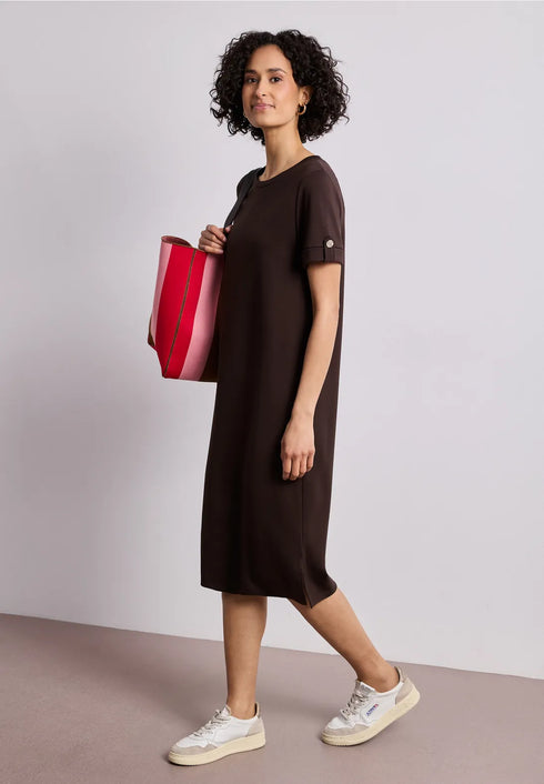 Street One Midi-Kleid mit Rundhals und Knöpfen