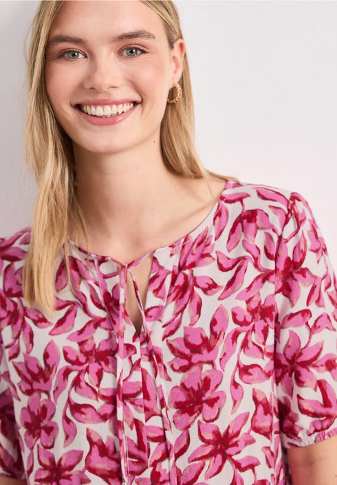 Street One Knielanges Kleid mit Split Neck und Print 144902