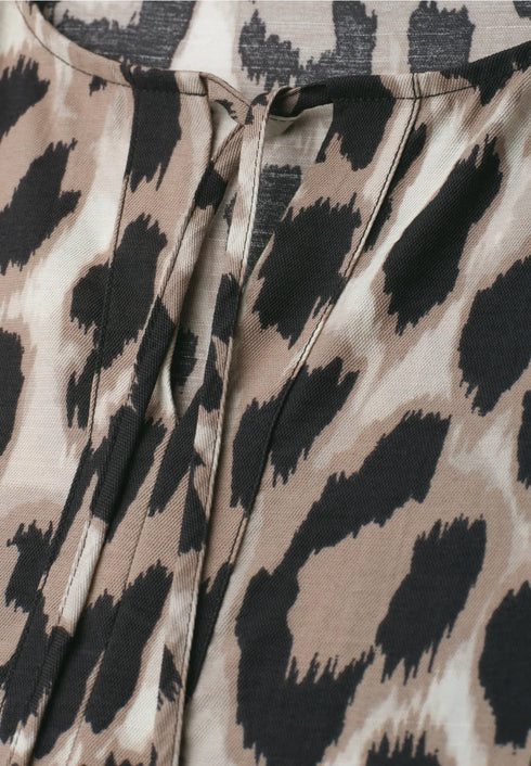 Street One Knielanges Kleid mit Split Neck und Print 144911