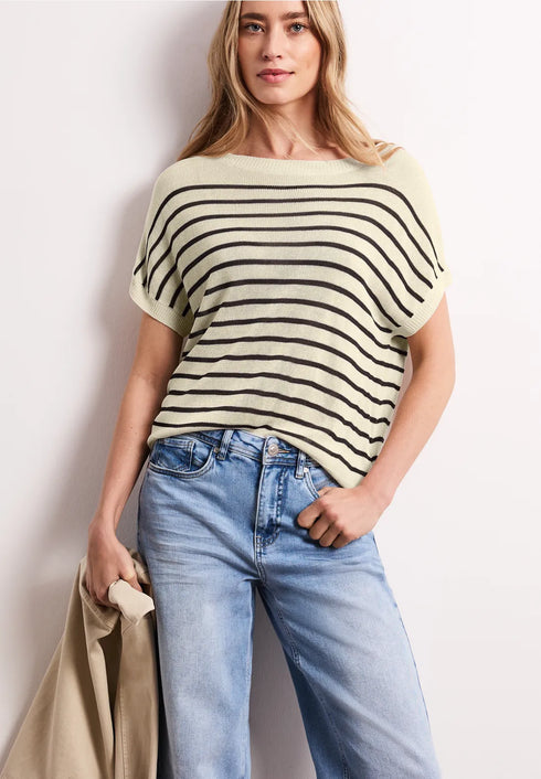 Street One sleeveless Pullover mit Boatneck und Streifen