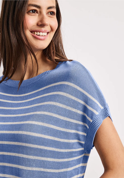 Street One sleeveless Pullover mit Boatneck und Streifen