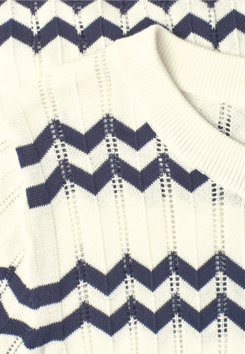 Street One - Bi-Colored Zig-Zag Sweater - 303965