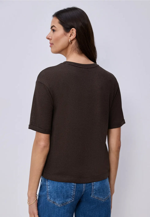 Street One T-Shirt mit Rundhals im Strick-Look