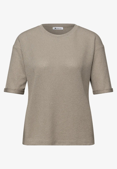 Street One T-Shirt mit Rundhals im Strick-Look