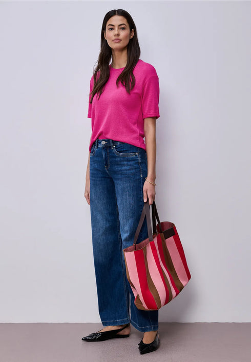 Street One T-Shirt mit Rundhals im Strick-Look