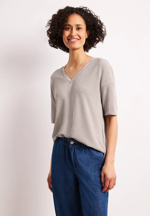 Street One T-Shirt im Strick-Look mit V-Neck