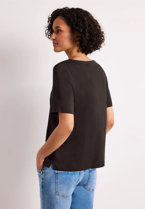 Street One T-Shirt mit Rundhals und Schmucksteinen
