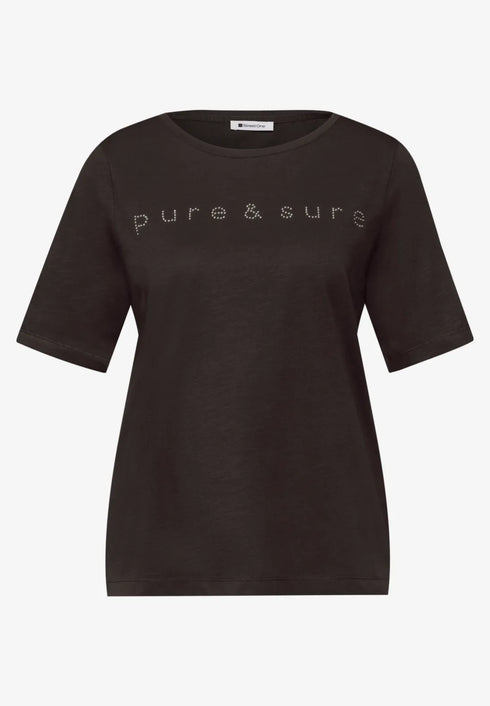 Street One T-Shirt mit Rundhals und Schmucksteinen