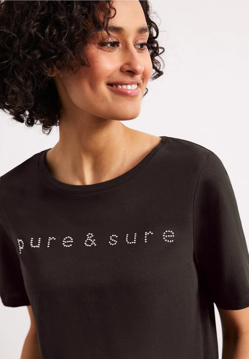 Street One T-Shirt mit Rundhals und Schmucksteinen