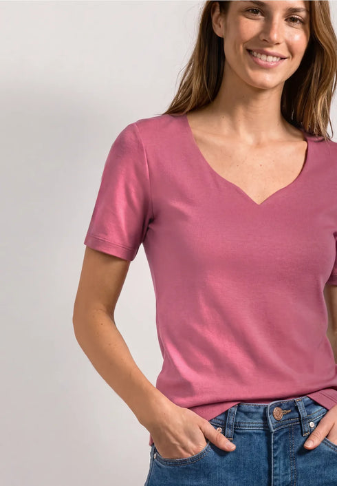 Street One Basic T-Shirt mit Herzausschnitt Style Ada 324775