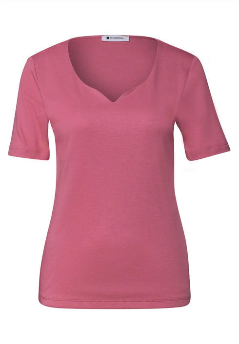 Street One Basic T-Shirt mit Herzausschnitt Style Ada 324775