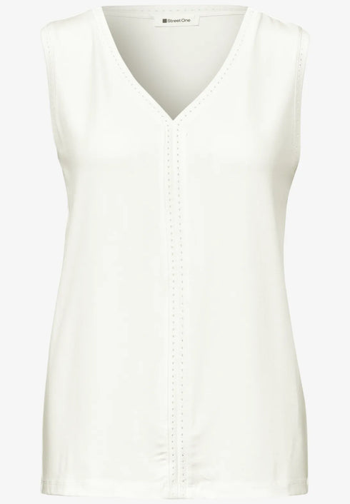 Street One Top mit V-Neck und Crochet-Tape