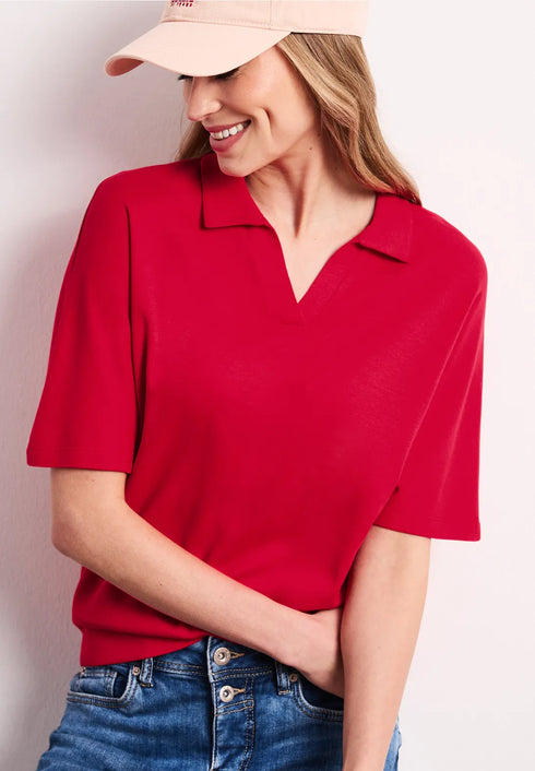 Street One Dropped Shoulder Poloshirt mit Elastikbund