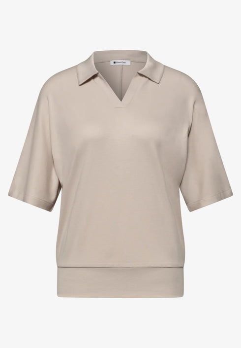 Street One Dropped Shoulder Poloshirt mit Elastikbund
