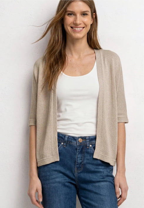 Street One Kurzarm Jacke im Strick-Look mit Glitzer 325265