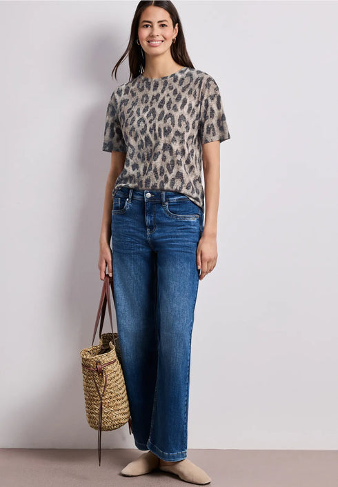 Street One Shirt im Ausbrenner-Look mit Leo Print