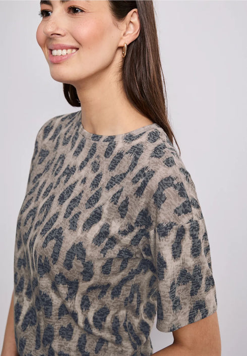 Street One Shirt im Ausbrenner-Look mit Leo Print