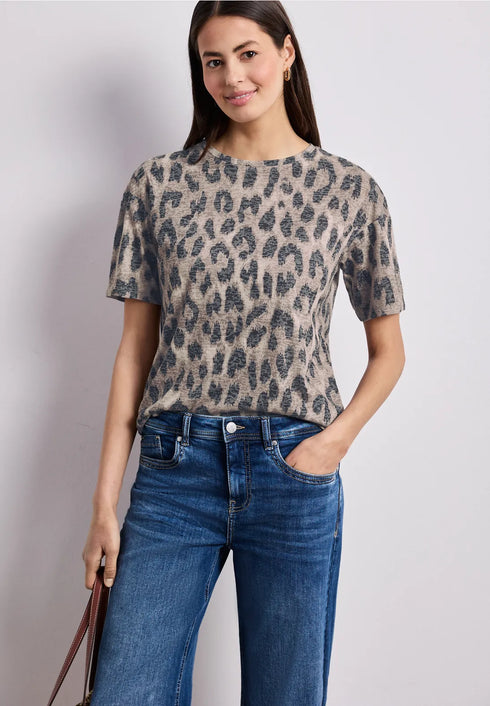 Street One Shirt im Ausbrenner-Look mit Leo Print