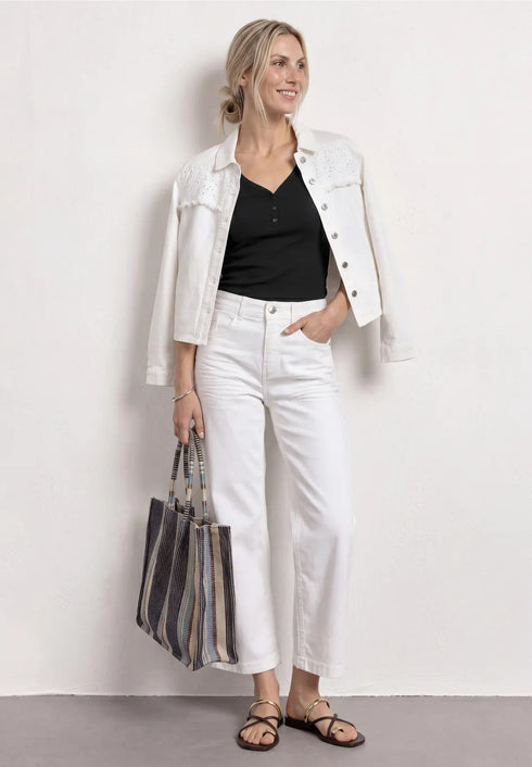 Street One Top in Rippstruktur mit V-Neck 325400