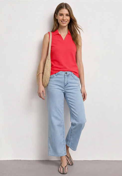 Street One Top in Rippstruktur mit Polokragen 325402