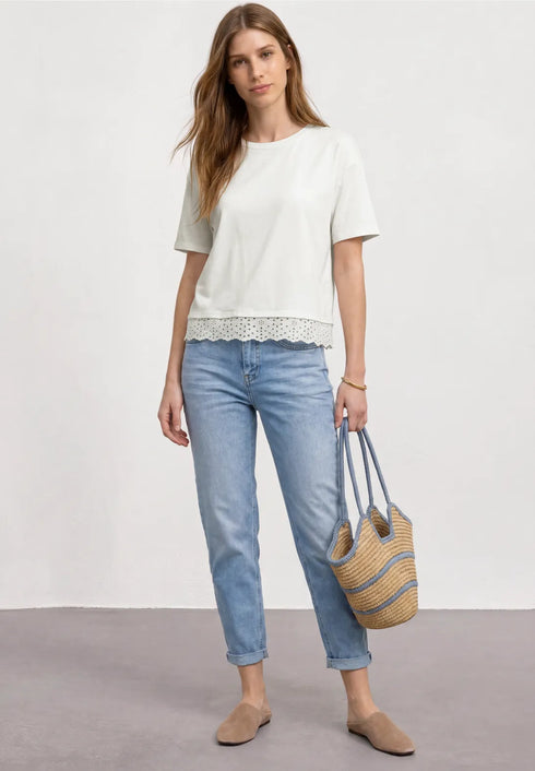 Street One T-Shirt mit Rundhals und Spitze 325428