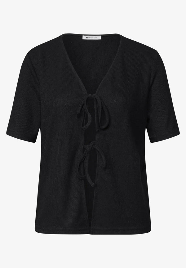 Street One short knit look jacket w.string 325455