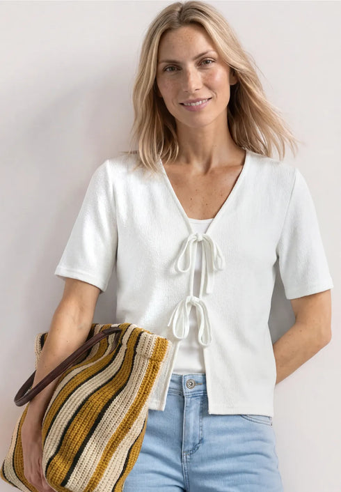 Street One short knit look jacket w.string 325455