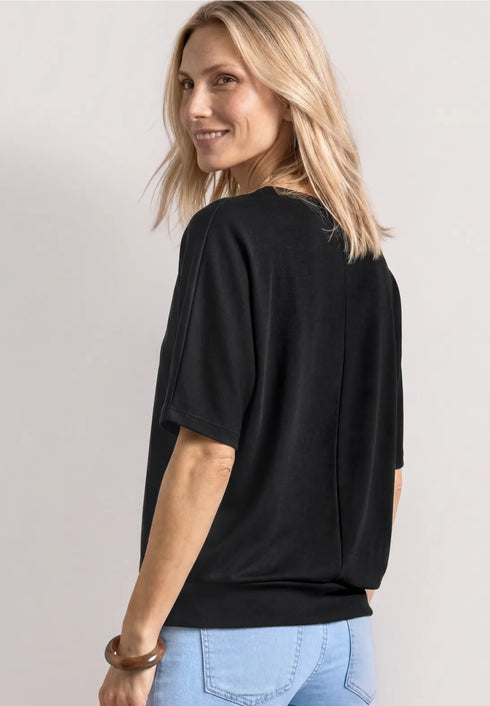 Street One - Basic Shirt mit Boat Neck und Elastikbund - 325585