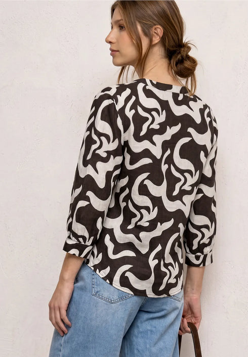 Street One Bluse mit Split Neck aus Leinenmix