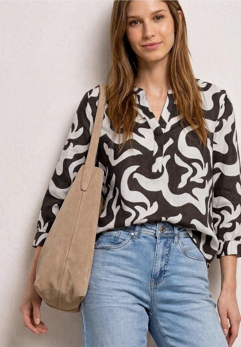 Street One Bluse mit Split Neck aus Leinenmix