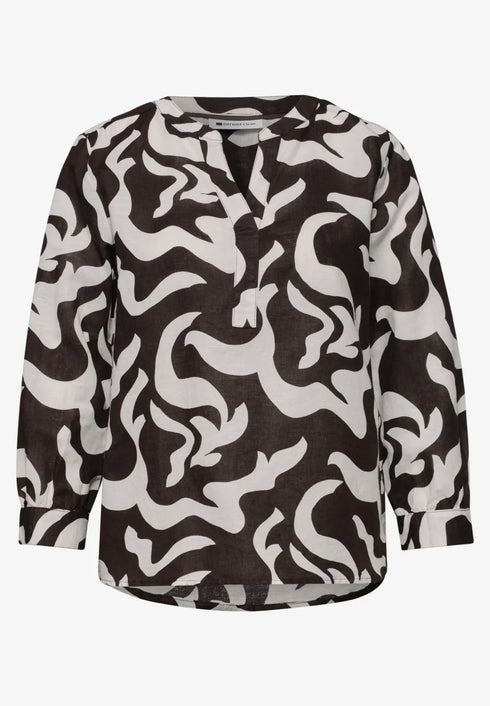 Street One Bluse mit Split Neck aus Leinenmix