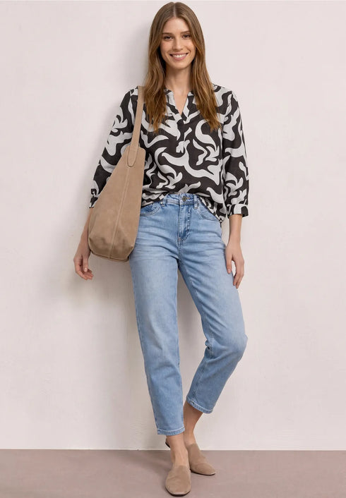 Street One Bluse mit Split Neck aus Leinenmix