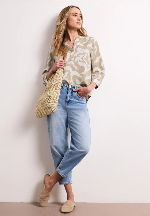 Street One Bluse mit Split Neck aus Leinenmix