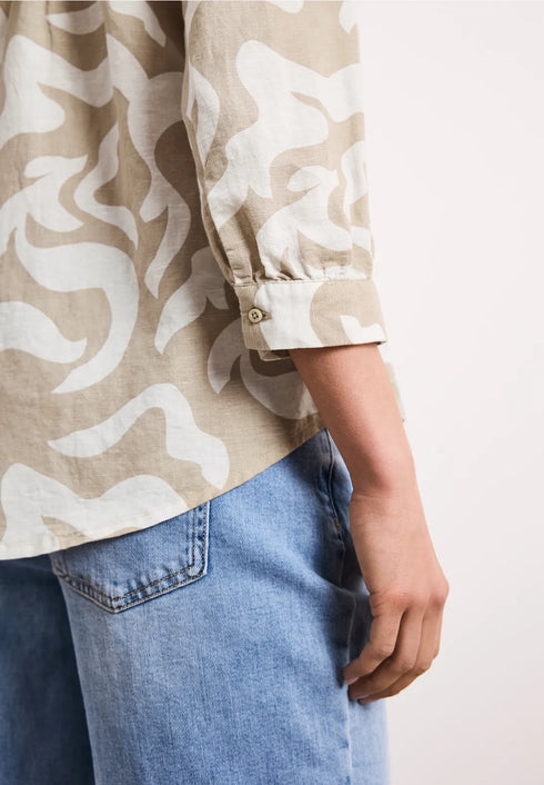 Street One Bluse mit Split Neck aus Leinenmix