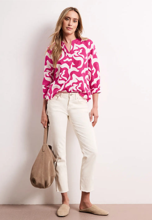 Street One Bluse mit Split Neck aus Leinenmix