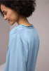 Street One 3/4-Arm Bluse mit Split Neck im Denim-Look