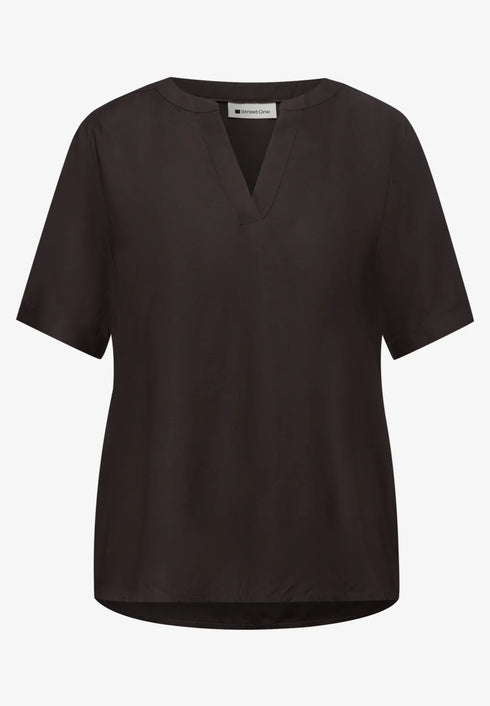 Street One QR Kurzarm Splitneck Bluse mit Turn-Up