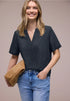 Street One Kurzarm Splitneck Bluse mit Turn-Up