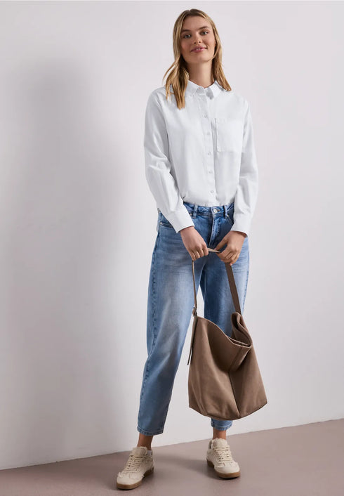 Street One Langarm Bluse mit Hemdkragen aus Twill