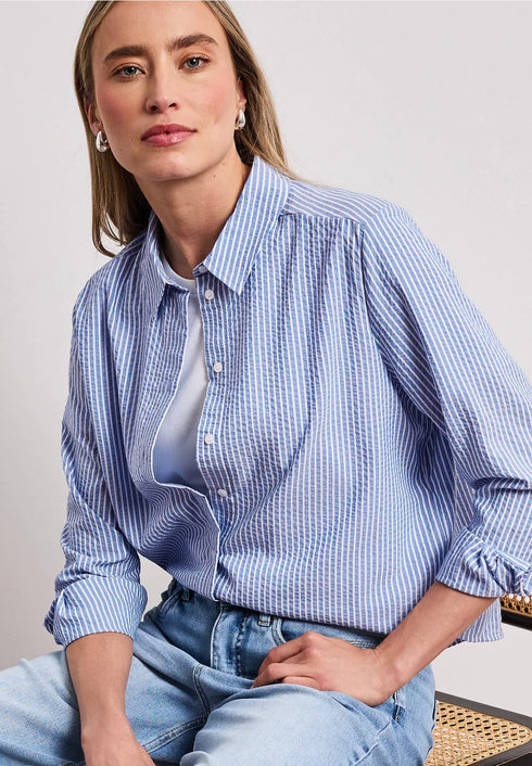 Street One Langarm Bluse aus Seersuckerqualität