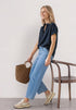 Street One - Kurzarm Bluse mit Split Neck und Elastiksaum - 346808