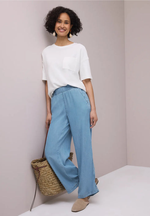 Street One High Waist Wide Leg Hose mit Knopfdetails - Länge 30