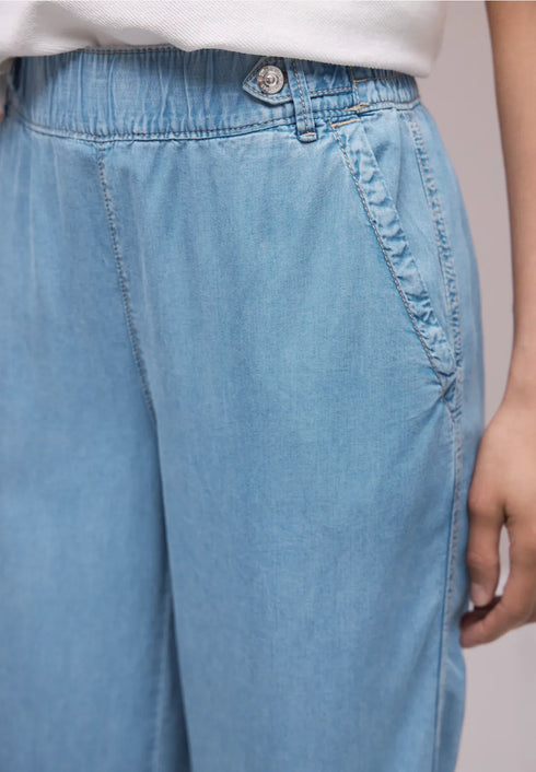 Street One High Waist Wide Leg Hose mit Knopfdetails - Länge 30